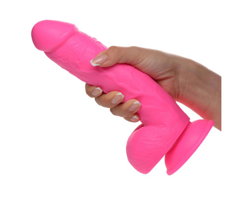 Заказать Розовый фаллоимитатор на присоске 8.25  Dildo with Balls - 22,8 см.