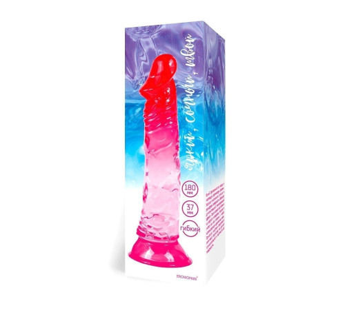 Яркий розово-красный фаллоимитатор с присоской