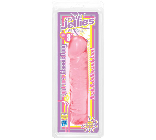 Розовый прозрачный гелевый фаллоимитатор Сristal Jellies - 20 см.