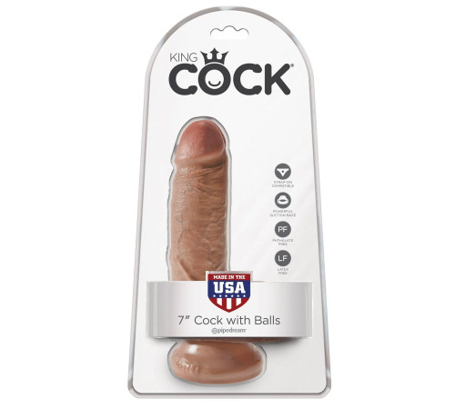 Фаллоимитатор-мулат с мошонкой 7  Cock with Balls - 19,4 см.
