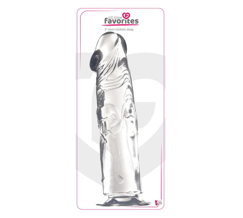 Прозрачный фаллоимитатор с фигурками на поверхности - 21,6 см.