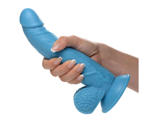 Заказать Голубой фаллоимитатор на присоске 7.5  Dildo with Balls - 21,5 см.