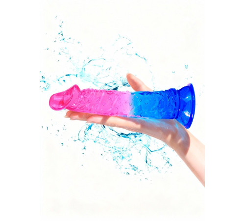 Яркий розово-синий фаллоимитатор с присоской