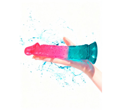 Яркий двухцветный фаллоимитатор с присоской