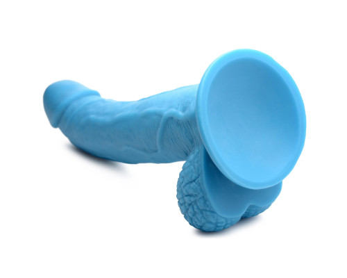 Заказать Голубой фаллоимитатор на присоске 7.5  Dildo with Balls - 21,5 см.