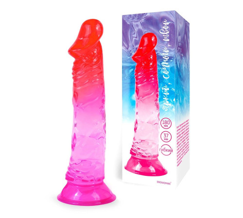 Яркий розово-красный фаллоимитатор с присоской