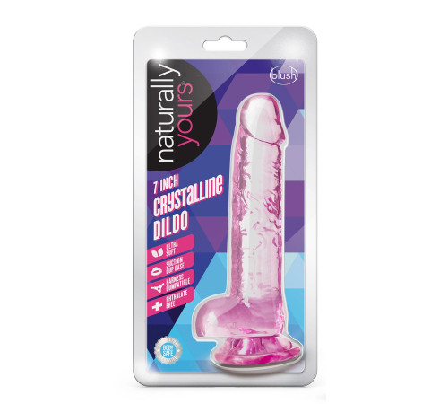 Розовый фаллоимитатор 7 Inch Crystalline Dildo - 17,7 см.