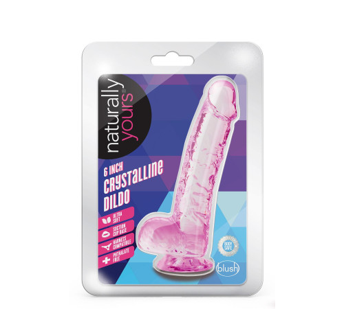 Розовый фаллоимитатор 6 Inch Crystalline Dildo - 15,2 см.