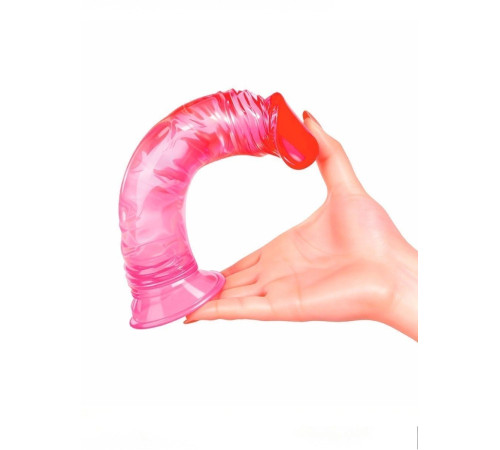 Яркий розово-красный фаллоимитатор с присоской