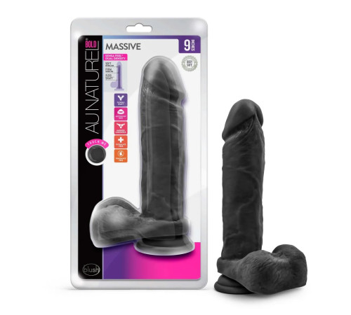 Черный фаллоимитатор на присоске Massive - 24,1 см.