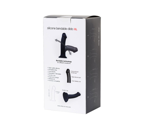 Черный фаллос на присоске Silicone Bendable Dildo XL - 20 см.