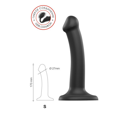 Черный фаллос на присоске Silicone Bendable Dildo S - 17 см.