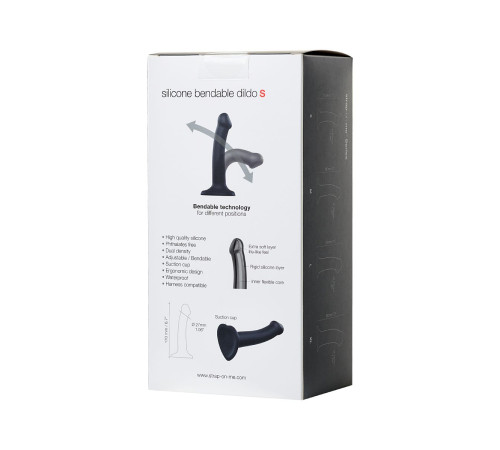 Черный фаллос на присоске Silicone Bendable Dildo S - 17 см.