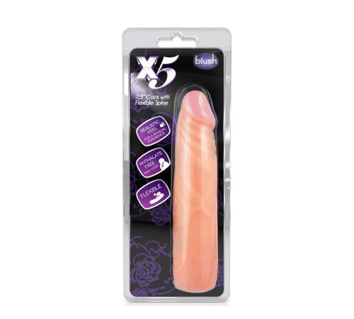 Телесный фаллоимитатор без мошонки X5 7.5 COCK WITH FLEXIBLE SPINE - 19 см. Телесный фаллоимитатор без мошонки X5 7.5 COCK WITH FLEXIBLE SPINE - 19 см.