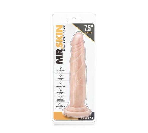 Телесный фаллоимитатор без мошонки с присоской Dr. Skin Realistic Cock Basic 7.5 - 19 см.