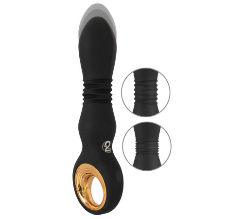 Черный вибратор с мощной поступательной стимуляцией Strong Thrusting Vibrator