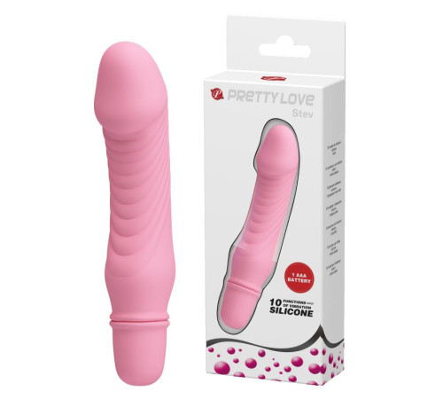 Нежно-розовый мини-вибратор Stev -13,5 см.