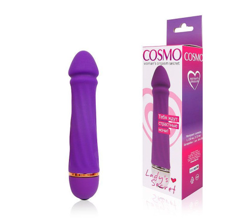 Фиолетовый силиконовый вибратор Cosmo - 13 см.