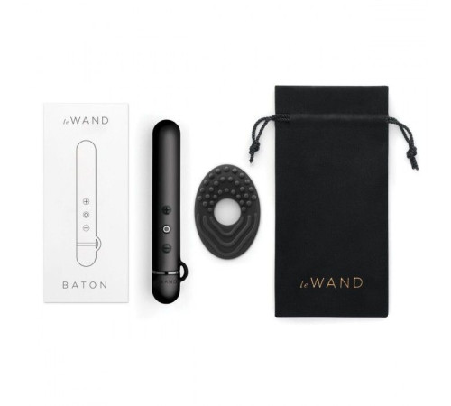 Черный мини-вибратор Le Wand Baton с текстурированной насадкой - 11,9 см. Черный мини-вибратор Le Wand Baton с текстурированной насадкой - 11,9 см.