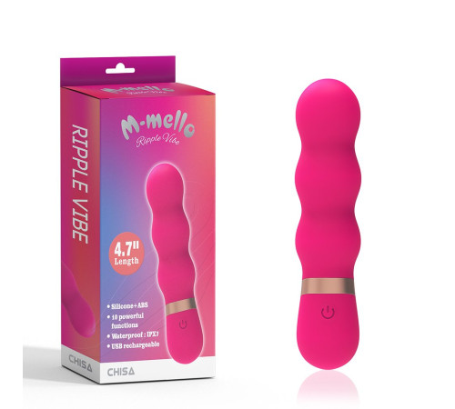 Розовый фигурный мини-вибратор Ripple Vibe - 11,9 см.