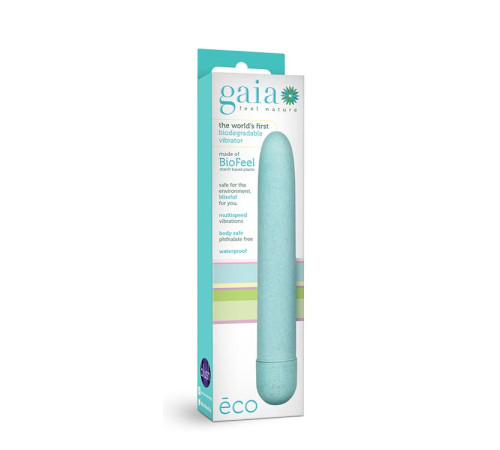 Голубой биоразлагаемый вибратор Eco - 17,8 см.