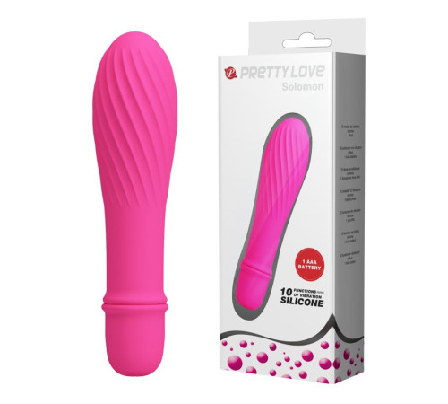 Ярко-розовый вибратор Solomon с бороздками - 12,3 см.