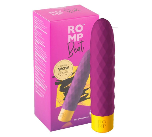 Лиловый рельефный мини-вибростимулятор Romp Beat - 15 см.