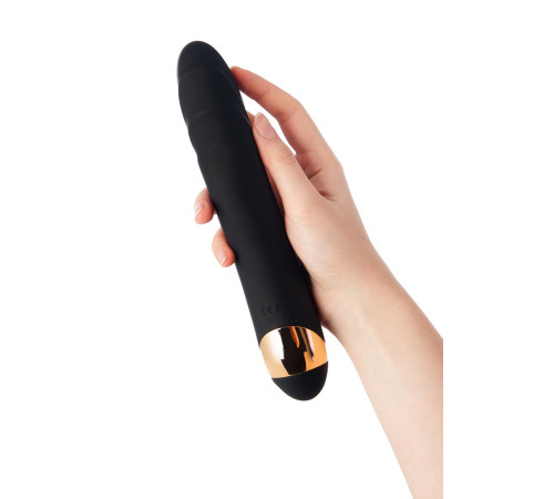 Чёрный вибратор WANAME Storm со стимулирующими рёбрами - 22,5 см.