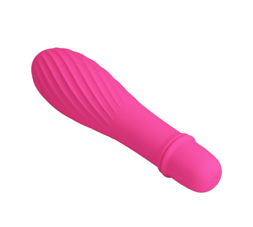 Ярко-розовый вибратор Solomon с бороздками - 12,3 см.