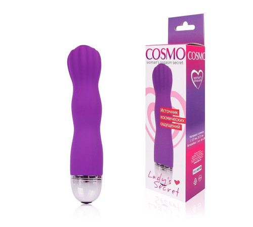 Фантазийный фиолетовый силиконовый вибратор Cosmo - 13,7 см.