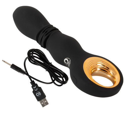 Черный вибратор с мощной поступательной стимуляцией Strong Thrusting Vibrator