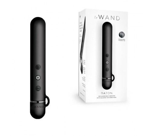 Черный мини-вибратор Le Wand Baton с текстурированной насадкой - 11,9 см. Черный мини-вибратор Le Wand Baton с текстурированной насадкой - 11,9 см.