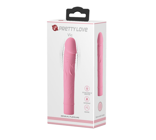 Нежно-розовый вибратор Vic с выделенными венками - 15,5 см.