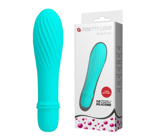 Мятный вибратор Solomon с бороздками - 12,3 см.