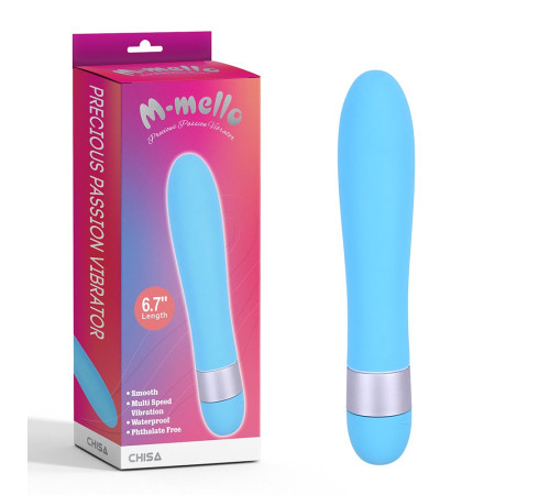 Голубой классический вибратор Precious Passion Vibrator - 17 см.