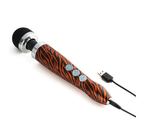Беспроводной wand-вибратор Doxy Die Cast 3R с тигровым принтом на рукояти - 28 см.