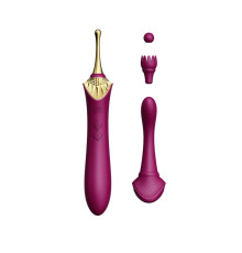 Фиолетовый клиторальный вибростимулятор с насадками Bess