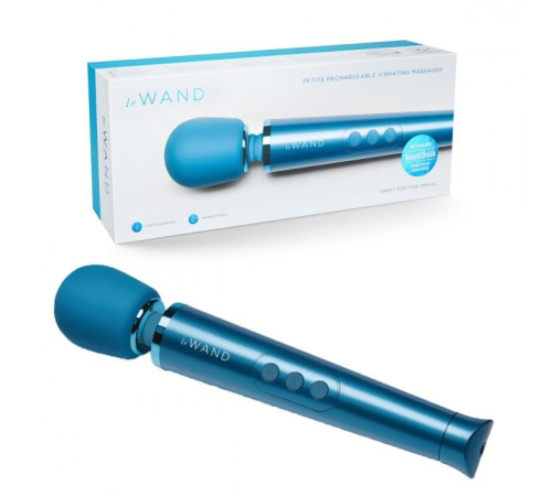 Синий жезловый мини-вибратор Le Wand c 6 режимами вибрации