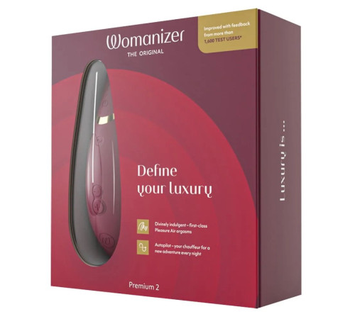 Бордовый клиторальный стимулятор Womanizer Premium 2 Бордовый клиторальный стимулятор Womanizer Premium 2