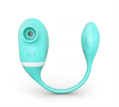 Мятный вакуумный вибростимулятор Tadpole Vibrating Dual Stimulation с виброхвостиком