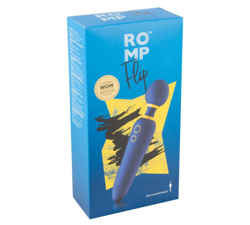 Синий вибромассажер с круглой головкой Romp Flip - 23 см. Синий вибромассажер с круглой головкой Romp Flip - 23 см.