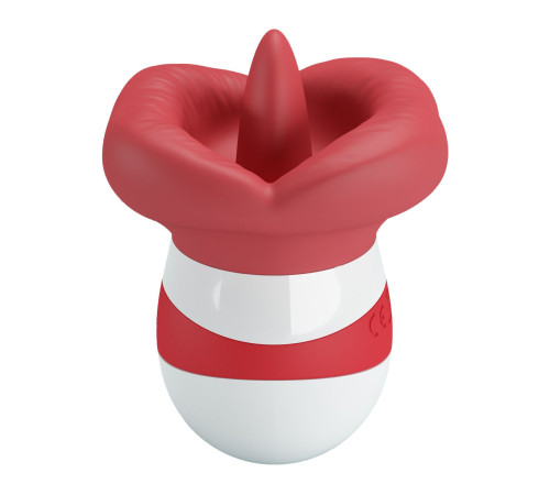 Красно-белый клиторальный стимулятор в форме рта Mina