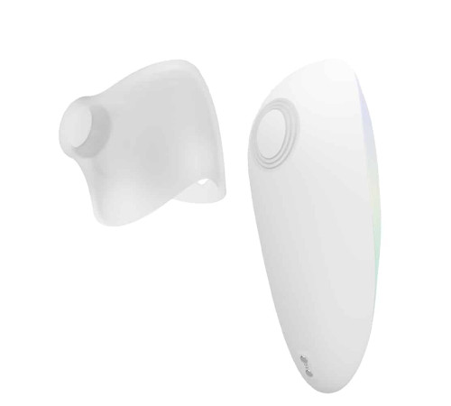 Белый клиторальный таппинг-стимулятор Pandora с насадкой для вакуумной стимуляции