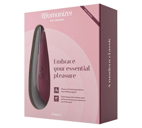 Бордовый бесконтактный стимулятор клитора Womanizer Classic 2