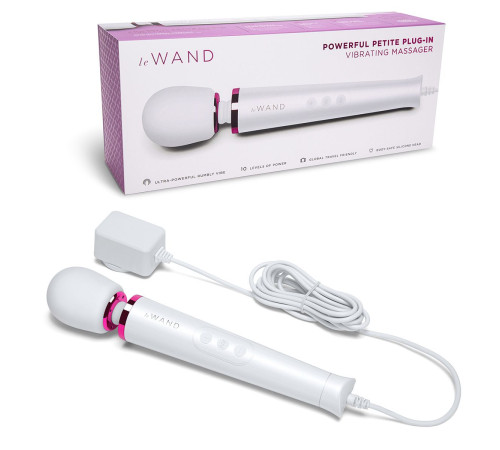 Белый проводной вибратор Le Wand Petite Vibrating Massager - 25 см.