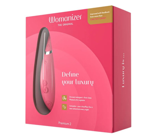 Розовый клиторальный стимулятор Womanizer Premium 2