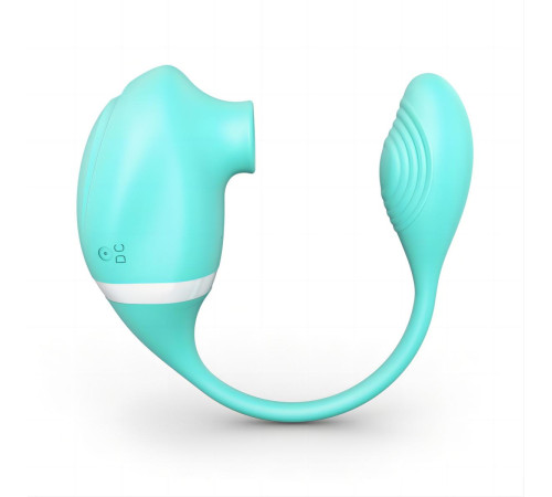Мятный вакуумный вибростимулятор Tadpole Vibrating Dual Stimulation с виброхвостиком
