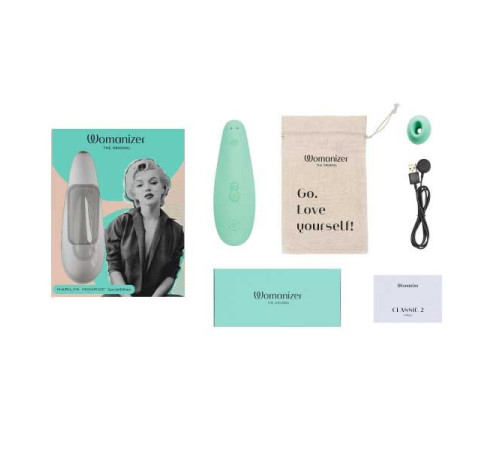 Мятный бесконтактный клиторальный стимулятор Womanizer Marilyn Monroe Special Edition