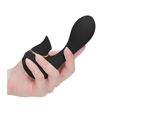 Черный вакуум-волновой массажер с двойной стимуляцией Irresistible Mythical