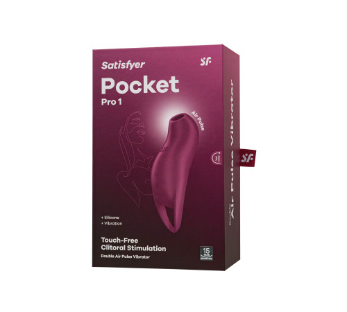 Малиновый вакуум-волновой стимулятор клитора с вибрацией Pocket Pro 1